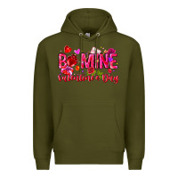 Army Green Be Mine Valentines Day Premium Hoodie - CowhideDigitalArt