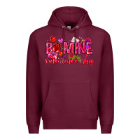 Burgundy Be Mine Valentines Day Premium Hoodie - CowhideDigitalArt