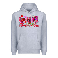 Heather Grey Be Mine Valentines Day Premium Hoodie - CowhideDigitalArt