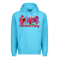 Ocean Blue Be Mine Valentines Day Premium Hoodie - CowhideDigitalArt