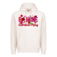 Pale Pink Be Mine Valentines Day Premium Hoodie - CowhideDigitalArt