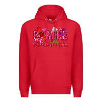 Red Be Mine Valentines Day Premium Hoodie - CowhideDigitalArt