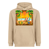 Mushroom sunset beach Heavyweight Hoodie - BarkalooDesign