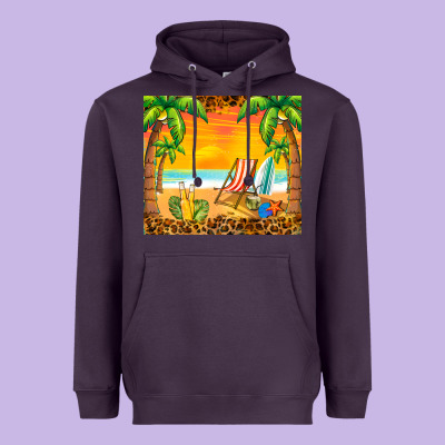 Sunset Beach Heavyweight Hoodie Designed By Barkaloodesign