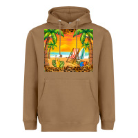 Toasted Coconut sunset beach Heavyweight Hoodie - BarkalooDesign
