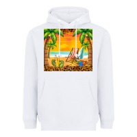 White sunset beach Heavyweight Hoodie - BarkalooDesign