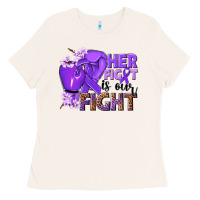 Bone Her fight is our fight purple ribbon Ladies Tee - NancyCooperArtShop
