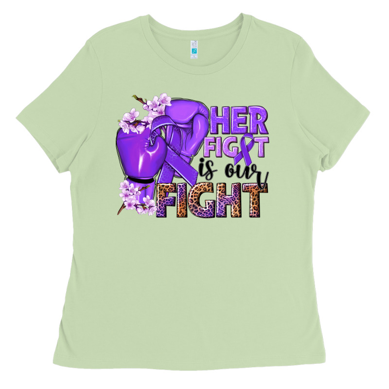 Her Fight Is Our Fight Purple Ribbon Ladies Tee by NancyCooperArtShop | Teevron