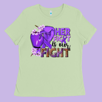 Her Fight Is Our Fight Purple Ribbon Ladies Tee Designed By Nancycooperartshop