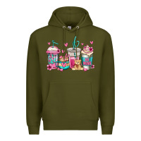 Army Green valentines day coffee Premium Hoodie - Jasminsmagicworld