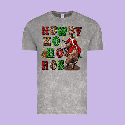 Howdy Ho Ho Hos Christmas Vintage Tee Designed By Cowgirlartshop