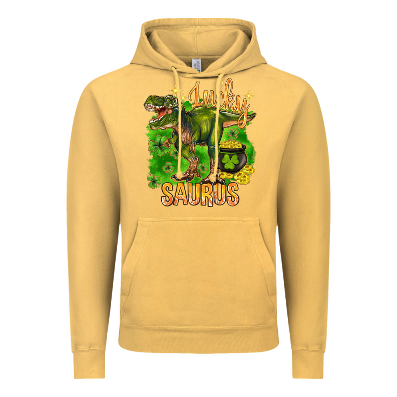St. Patrick's Day Lucky Saurus Vintage Hoodie by HowdyJamesFarm | Teevron