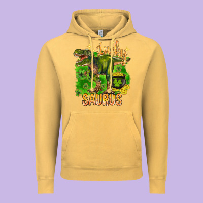 St. Patrick's Day Lucky Saurus Vintage Hoodie Designed By Howdyjamesfarm