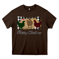 Chocolate Brown Merry Christmas Chickens Heavy Core Tee - Bettercallsaul