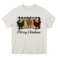 Cream Merry Christmas Chickens Heavy Core Tee - Bettercallsaul