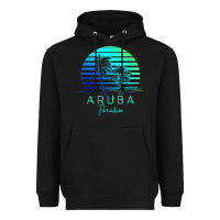 Black Vintage Aruba Beach Tropical Vibes Vacation Souvenir Gift Heavyweight Hoodie - longCreatives