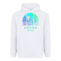 White Vintage Aruba Beach Tropical Vibes Vacation Souvenir Gift Heavyweight Hoodie - longCreatives