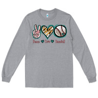 Heather Grey Peace Love Baseball Long Sleeve Tee - Jasminsmagicworld