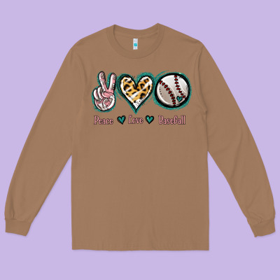 Peace Love Baseball Long Sleeve Tee Designed By Jasminsmagicworld