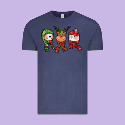Christmas Reindeer Polar Bear Snowman Vintage Tee Designed By Cowgirlartshop