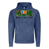 Vintage Denim Peace love St. Patrick's Day Vintage Hoodie - CowGirlArtShop