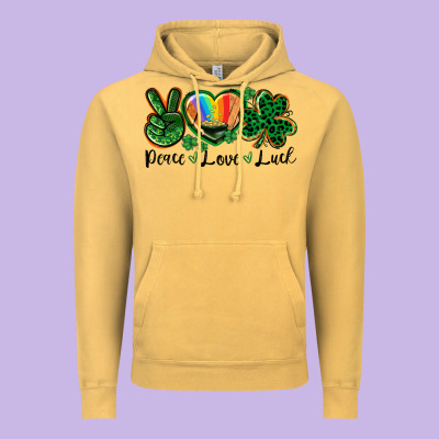 Peace Love St. Patrick's Day Vintage Hoodie Designed By Cowgirlartshop