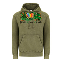 Vintage Olive Peace love St. Patrick's Day Vintage Hoodie - CowGirlArtShop