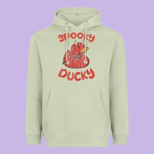 Spooky Devil Rubber Duck Halloween Heavyweight Hoodie Designed By Longcreatives