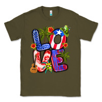 Army Green puerto rico love Classic Tee - Artiststas