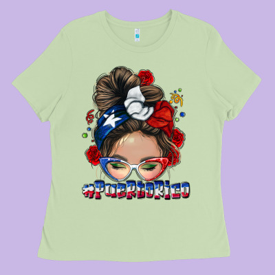 Puerto Rico Messy Bun Ladies Tee Designed By Nancycooperartshop