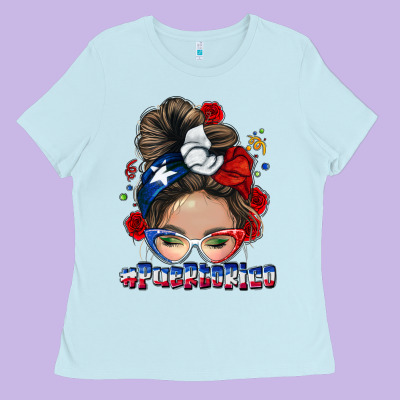 Puerto Rico Messy Bun Ladies Tee Designed By Nancycooperartshop