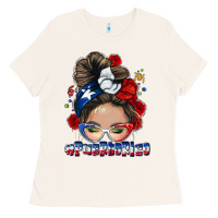 Bone Puerto Rico messy bun Ladies Tee - NancyCooperArtShop
