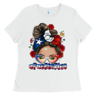 White Puerto Rico messy bun Ladies Tee - NancyCooperArtShop