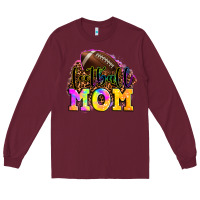 Burgundy football mom Long Sleeve Tee - OliviaCreatesArt