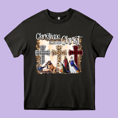 Christmas Begins With Christ Heavy Core Tee Designed By Bettercallsaul