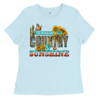Baby Blue Raised on Country and Sunshine Ladies Tee - texasbilliewilder