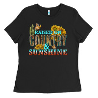 Black Raised on Country and Sunshine Ladies Tee - texasbilliewilder