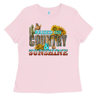 Bubblegum Pink Raised on Country and Sunshine Ladies Tee - texasbilliewilder