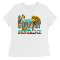 White Raised on Country and Sunshine Ladies Tee - texasbilliewilder