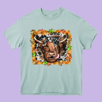 Highland Cow Heavy Core Tee Designed By Jahusdesignshop