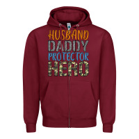 Burgundy husband daddy protector hero Zipper Hoodie - Artiststas