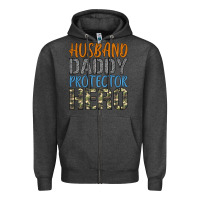 Charcoal Heather husband daddy protector hero Zipper Hoodie - Artiststas