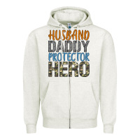 Oatmeal Heather husband daddy protector hero Zipper Hoodie - Artiststas