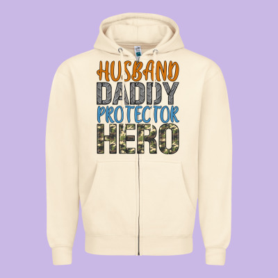 Husband Daddy Protector Hero Zipper Hoodie Designed By Artiststas