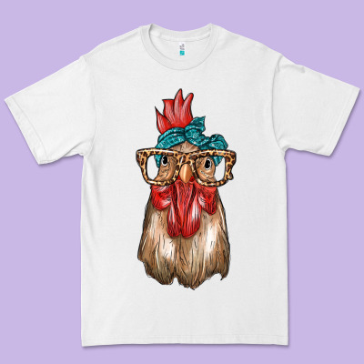 Chicken With Bandana And Leopard Premium Tee Designed By Texasbilliewilder