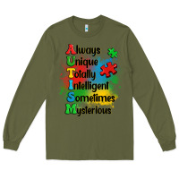 Army Green always unique autism Long Sleeve Tee - OliviaCreatesArt