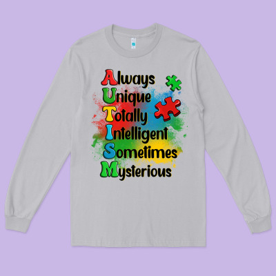 Always Unique Autism Long Sleeve Tee Designed By Oliviacreatesart