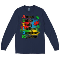 Navy always unique autism Long Sleeve Tee - OliviaCreatesArt