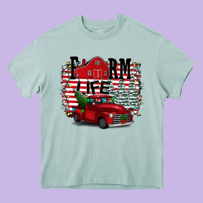 Farm Life Christmas Heavy Core Tee Designed By Bettercallsaul