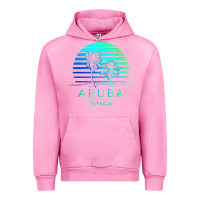 Fuchsia Pink Vintage Aruba Beach Tropical Vibes Vacation Souvenir Gift Urban Hoodie - longCreatives